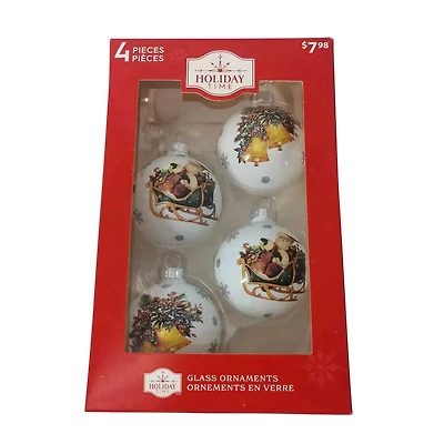 TEMPS DE VACANCES 65 MM * 4CT ORNEMENT DE TRAÎNEAU/CLOCHE