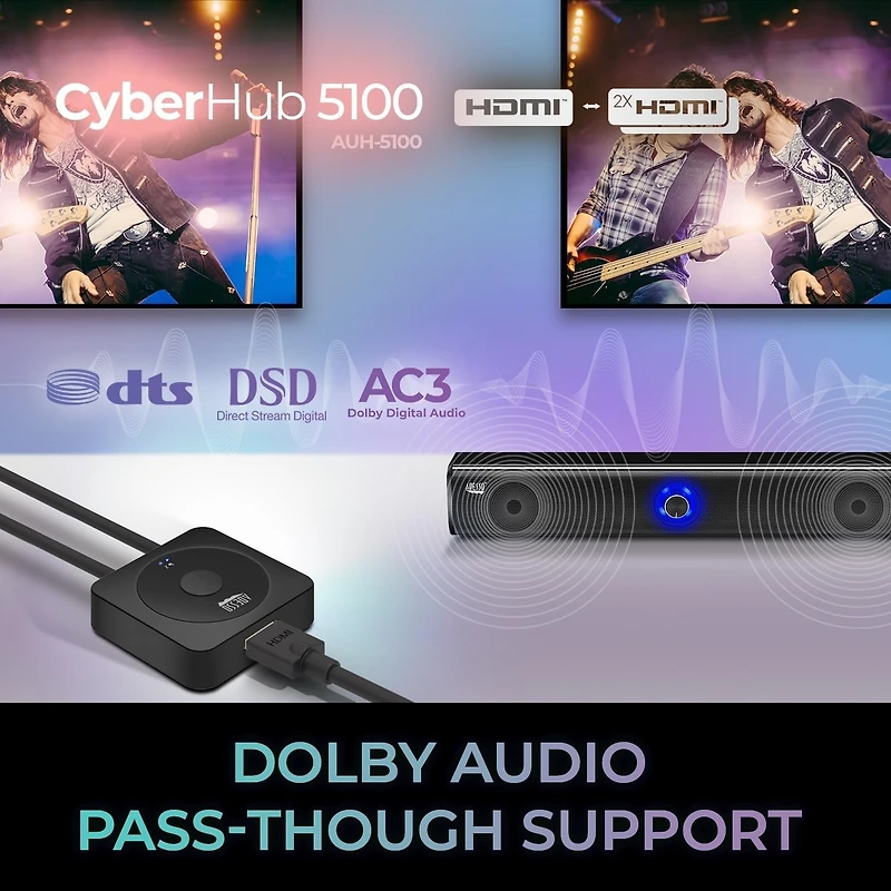 Adesso 2-Port HDMI Switch AUH-5100 – High-Speed Multi-Device Hub