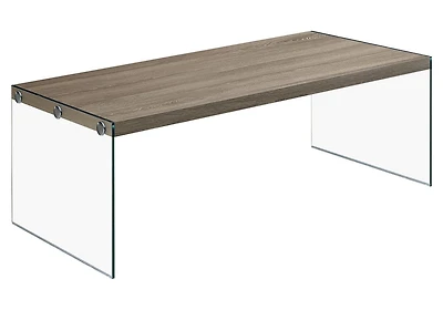 Monarch Specialties Table A Café, Accent, Cocktail, Rectangulaire, Salon, 44"l, Verre Trempé, Stratifié, Brun, Dégager, Contemporain, Moderne