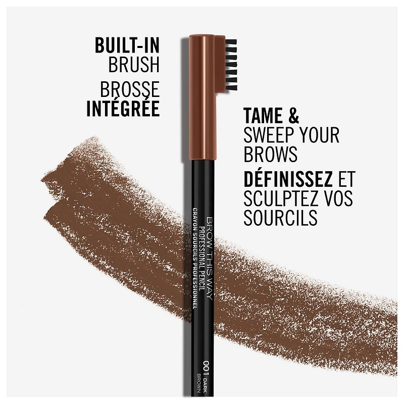 Rimmel Brow This Way Professional Pencil, stunning natural look, 2 in 1 brush & pencil, 100% Cruelty-Free, Define your eyebrows