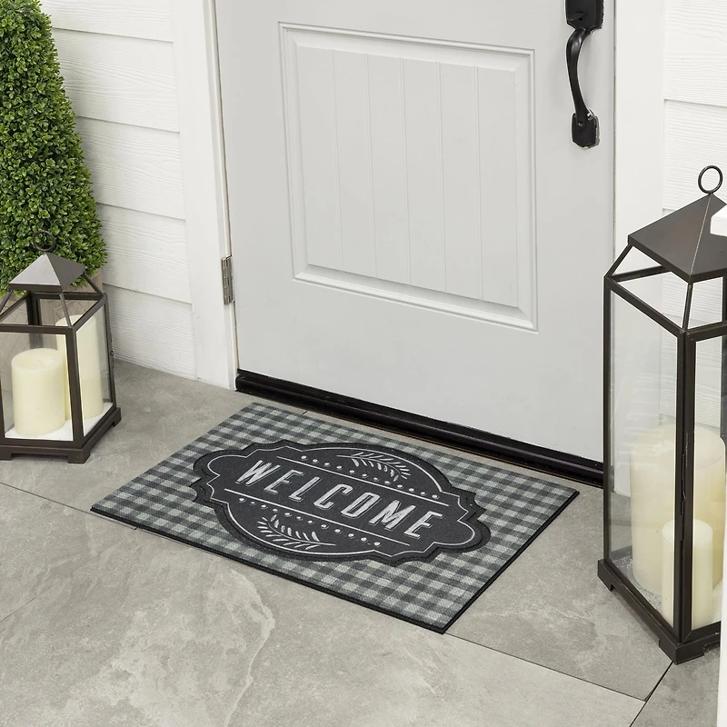 Mohawk Home Farmhouse Chalkboard Grey 1' 6" X 2' 6" Door Mat