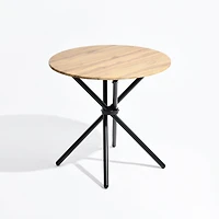 Table à manger 2 personnes Homy Casa, plateau rond de 80 cm avec pieds en métal industriel, table de petit-déjeuner, brun foncé