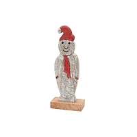 Christmas Mango Wood Snowman Sur La Base