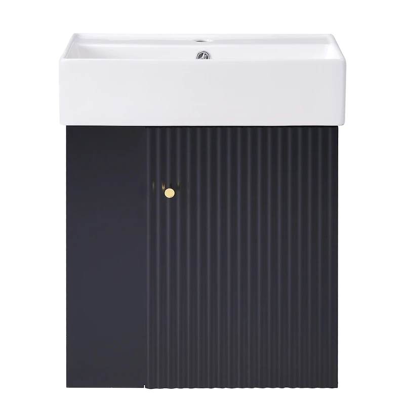 Homy Casa 30 in Onyx Black Kitchen Sideboard with Ceramic Sink