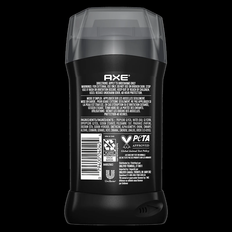 AXE Tentation Noire Désodorisant en bâton parfum longue durée 48 h, Chocolat Noir, désodorisant sans aluminium, 85g 85 g
