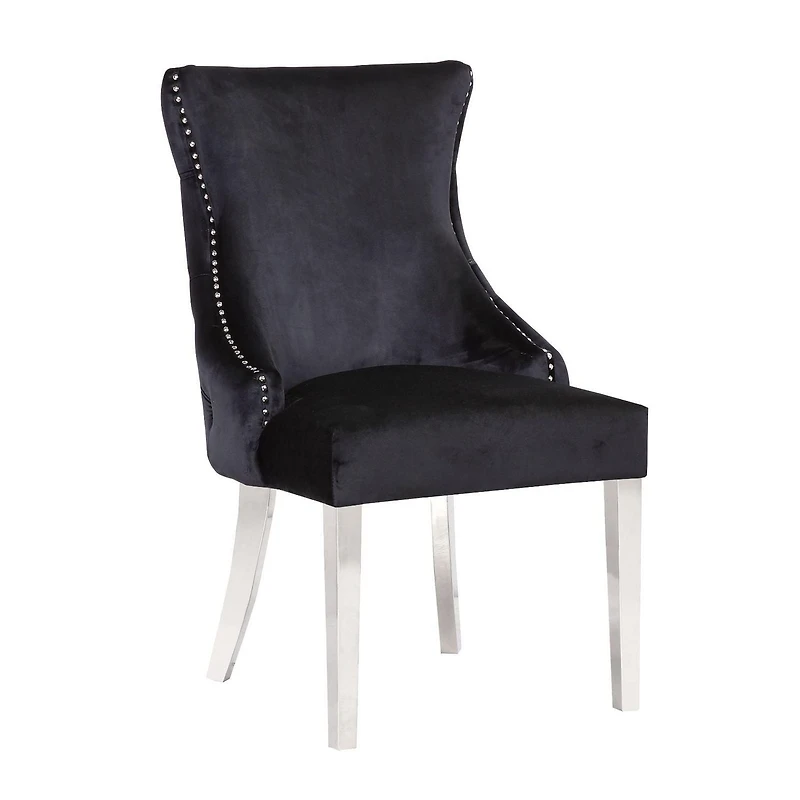 PLATA IMPORT- STONEFORT  DINING CHAIR  IN BLACK - STEEL LEGS