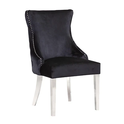 PLATA IMPORT- STONEFORT  DINING CHAIR  IN BLACK - STEEL LEGS