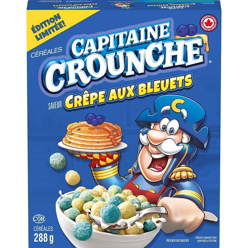 Capitaine Crounche céréales saveur Crêpe aux bleuets, 288 g.