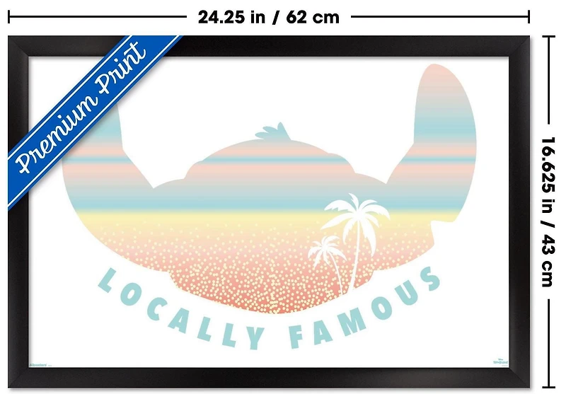 Disney Lilo and Stitch: Beach Vibes - Locally Famous Wall Poster, 14.725" x 22.375" Framed