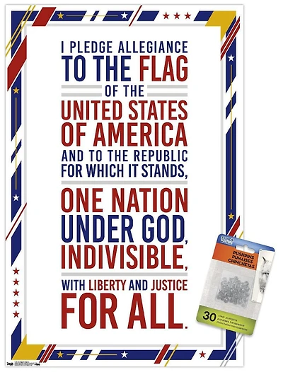 The United States Of America - Pledge Of Allegiance Wall Poster, 22.375" x 34"
