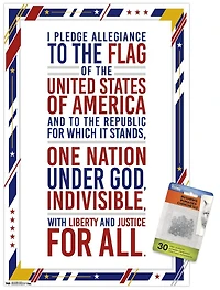 The United States Of America - Pledge Of Allegiance Wall Poster, 22.375" x 34"