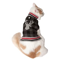 Holiday Time Pull pour chien Moose à carreaux gris