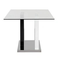 Topline Home Furnishings Ensemble de salle à manger avec plateau en verre, 7 pièces, noir et blanc