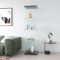 Noble House Glass Display Cabinet 4 Shelves with Door,Black