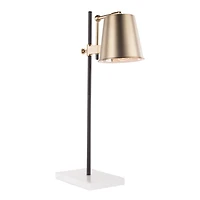 Metric Industrial Table Lamp in Walnut and Black by LumiSource
