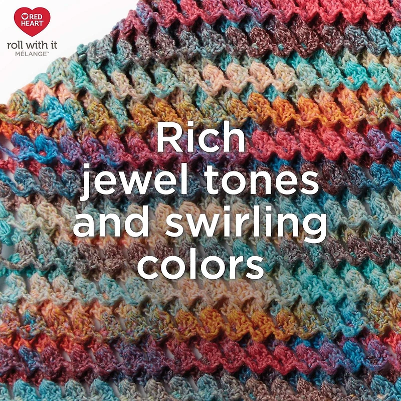 Red Heart® Roll with it melange™ #4 Worsted (Medium) Acrylique Fil, 5.29oz/150g 389 Yards