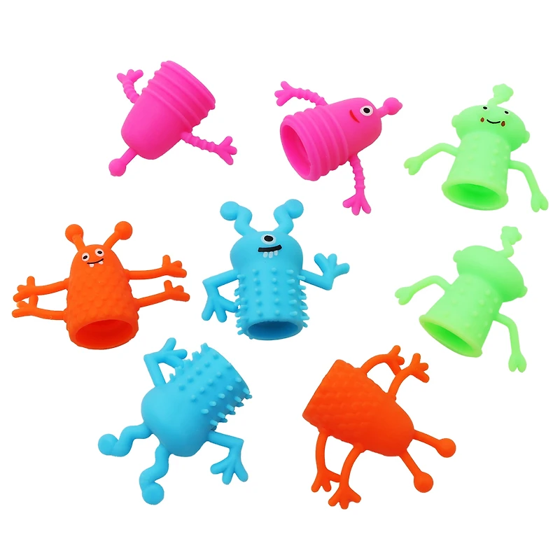 Marionnettes à doigts d’Halloween, 8 pièces, plastique souple, multicolores, pour 3 ans et plus, jouets fantaisie et gadgets, par Way to Celebrate