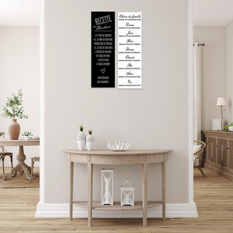 IH Casa Decor Canvas Wall Sign Recette/Famille Asstd - Set of 2