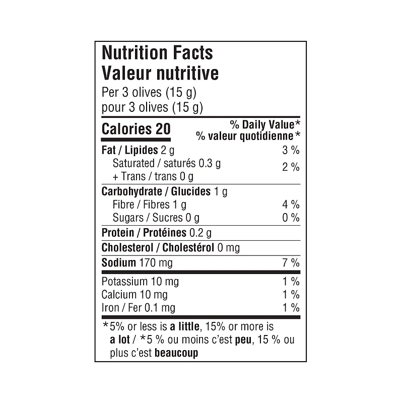 Olives reines entières Great Value 375 ml