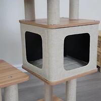 Vibrant Life 6-Level Minimalist Cat Tree with Large Condo, Top Perch, Laminated Board Steps, Scratching Posts