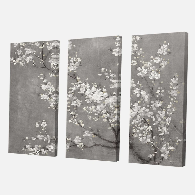 Designart White Cherry Blossoms II Canvas Wall Art