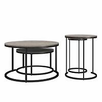 Ensemble de tables basses et bouts de canapé gigognes Camdale d’Ameriwood Home, chêne gris et métal noir