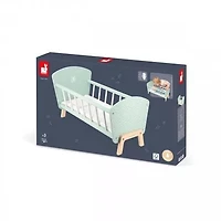 Janod Lit en Bois Zen - Jouet de Simulation avec Oreiller et Couverture - Accessoire pour Poupée - 3 Ans et Plus