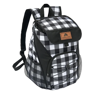 Glacière à dos Ozark Trail, couleur à carreaux noirs et blancs, idéale pour le travail, le camping, les pique-niques ou la plage, peut contenir 24 canettes, facile à transporter.