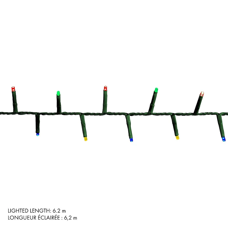 480L 5MM Cluster LED Multifunction Light String in multicolour, Green Wire