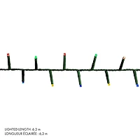480L 5MM Cluster LED Multifunction Light String in multicolour, Green Wire