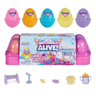 Hatchimals Alive, Egg Carton Toy with 5 Mini Figures in Self-Hatching Eggs, 11 Accessories, Kids Toys for Girls and Boys Ages 3 and up