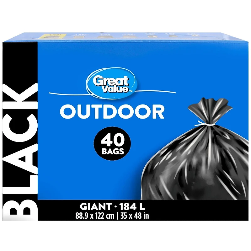 Great Value Giant Outdoor Garbage Bags, 88.9 x 122 cm