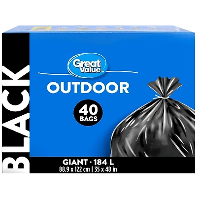 Great Value Giant Outdoor Garbage Bags, 88.9 x 122 cm