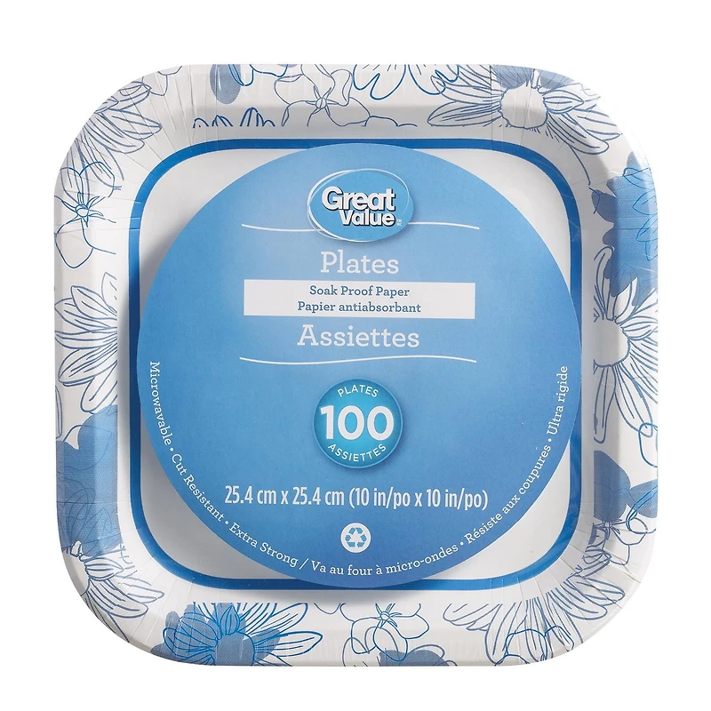 Great Value Soak Proof Paper Plates, 100 Plates
