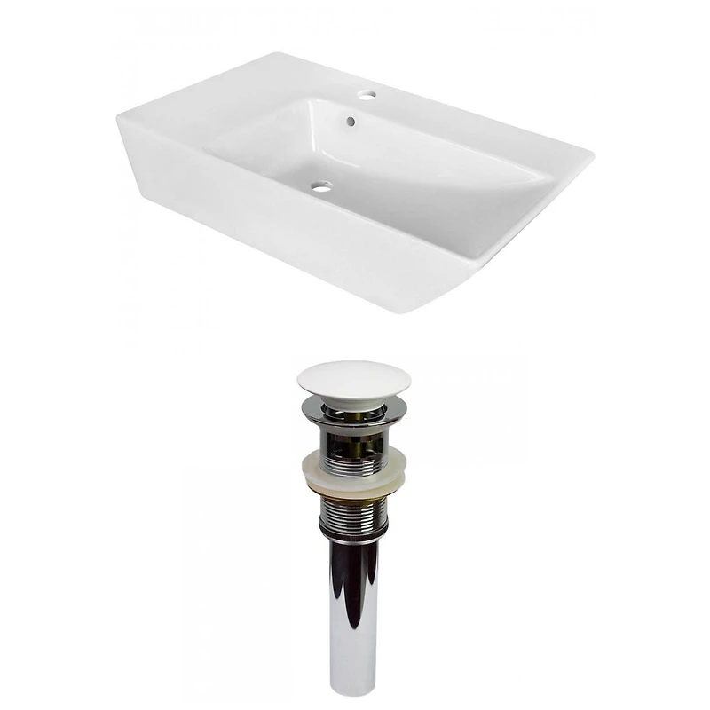 American Imaginations AI-31399 16,5 pouces W au-dessus du navire blanc de compteur pour le perçage de centre de 1 trou