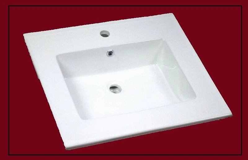 American Imaginations 25 in. Ensemble de dessus en céramique W 1 trou en couleur blanche - Drain de trop-plein incl. AI-29921