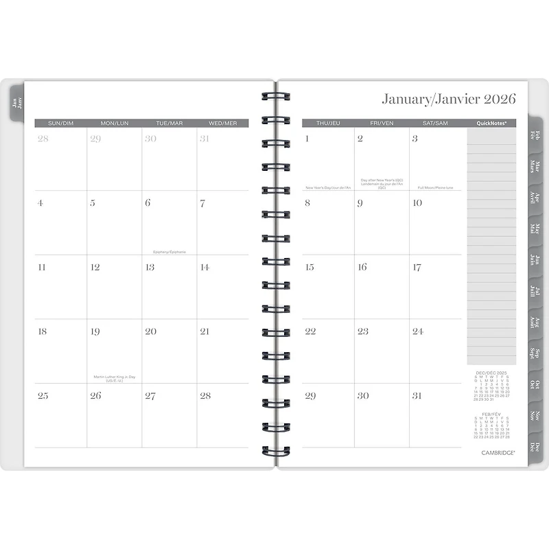 Agenda hebdomadaire Cambridge® Night Cat 2026