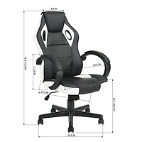 Homylin Chaise de jeu en similicuir avec dossier haut, pivotante, à roulettes, style racing, chaise de bureau exécutive, chaise de jeu vidéo réglable