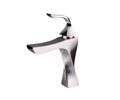 DROP Bath and Kitchen DR091004 Robinet pour lavabo de salle de bain de forme carrée en couleur chrome de la série Twist