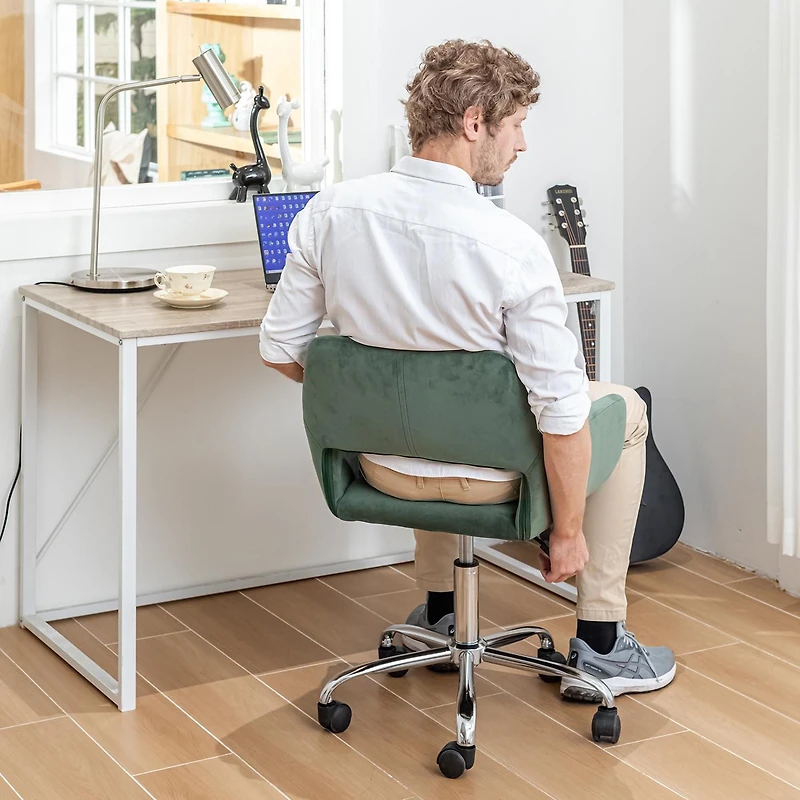 Homy Casa Chaise de bureau réglable, chaise de bureau rembourrée avec base chromée, chaise de travail pivotante avec roulettes