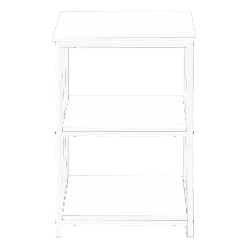 Monarch Specialties Accent Table, Side, End, Nightstand, Lamp, Living Room, Bedroom, White Laminate, White Metal, Contemporary, Modern