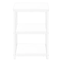 Monarch Specialties Accent Table, Side, End, Nightstand, Lamp, Living Room, Bedroom, White Laminate, White Metal, Contemporary, Modern