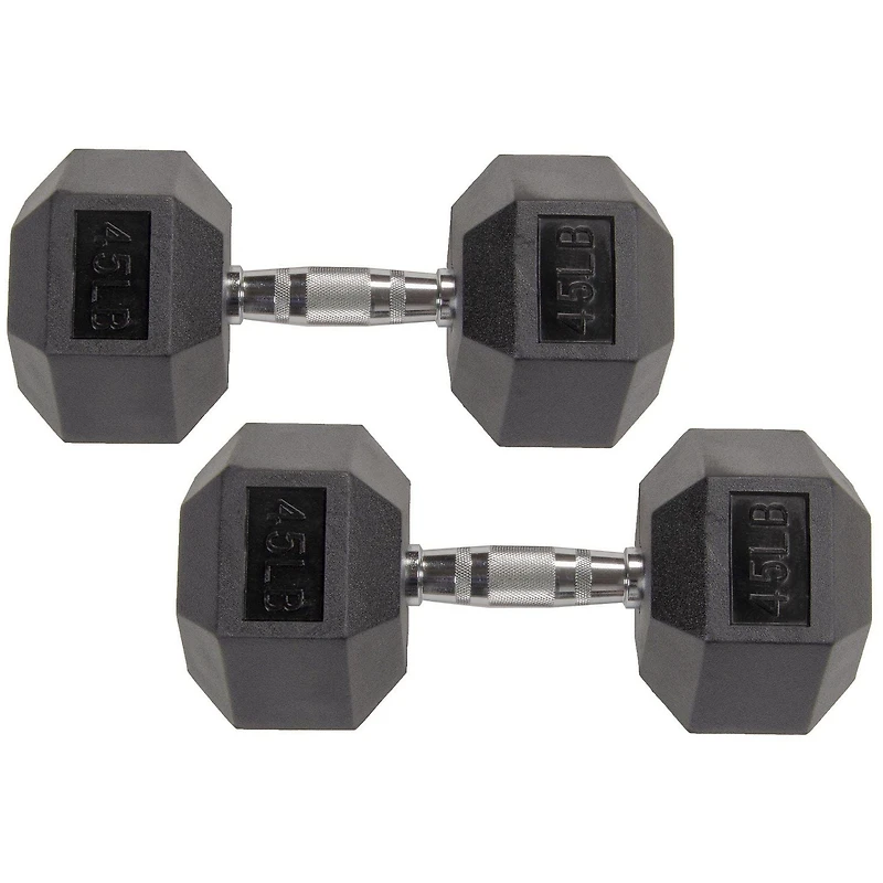 BalanceFrom Haltères hexagonales gainées de caoutchouc, paire de 45 lb, noir