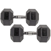 BalanceFrom Haltères hexagonales gainées de caoutchouc, paire de 45 lb, noir