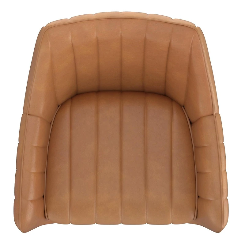 Modern Faux Leather & Metal Swivel Dining & Accent Chair, Set of 2 - Camel & Black