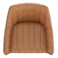 Modern Faux Leather & Metal Swivel Dining & Accent Chair, Set of 2 - Camel & Black