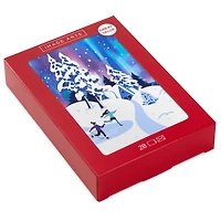 Image Arts Boxed Christmas Cards, Ice Skating Under Northern Lights (Pack of 28 Cards with Envelopes)