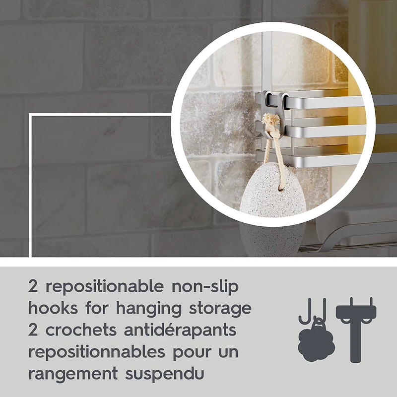 Better Homes & Gardens Satin Nickel or Matte Black over the Shower Caddy, Steel