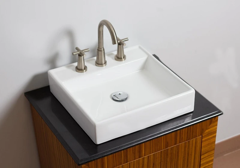 American Imaginations 17.5-in. W Above Counter White Bathroom Vessel Sink Set For 3H8-in. Center Faucet AI-33902