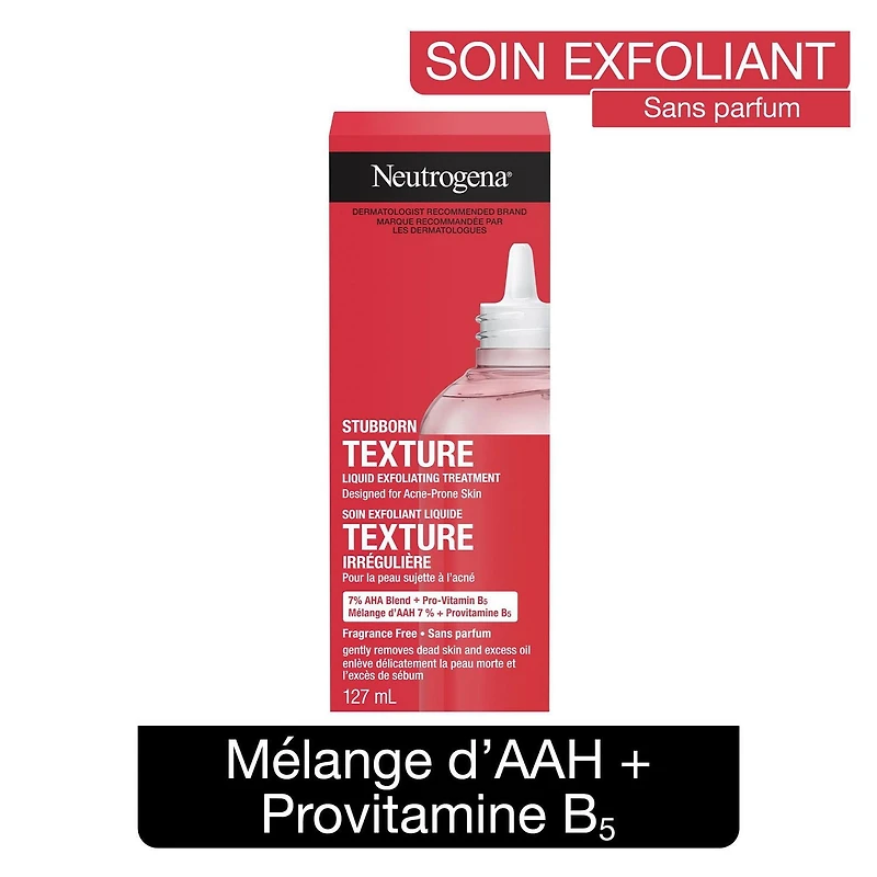 Soin exfoliant Texture irrégulière Neutrogena, nettoyant pour le visage, acide citrique et acide glycolique, vitamine B5, non parfumé
